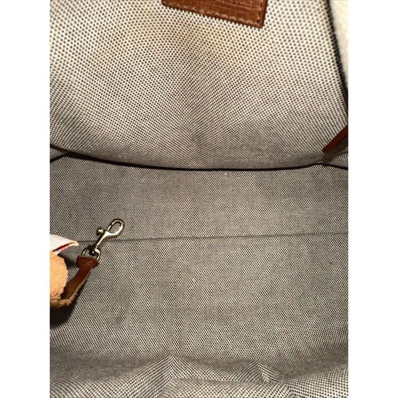 Dooney & Bourke Signature Crescent Shoulder Bag Brown Beige Canvas Leather Trim - Picture 13 of 16